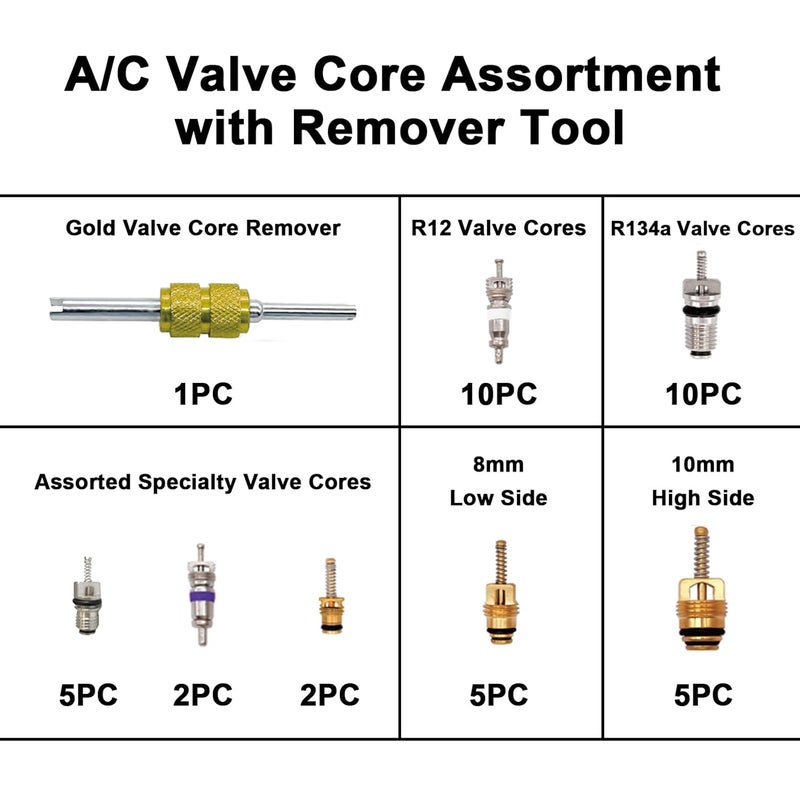 Easily 4 Set Car A/C Valve Core R134a Kit, 9 Sizes Gasket & 36 Sizes O-Ring Kit, AC Compressor Seal, Fuel Line Tool Set - Image 4